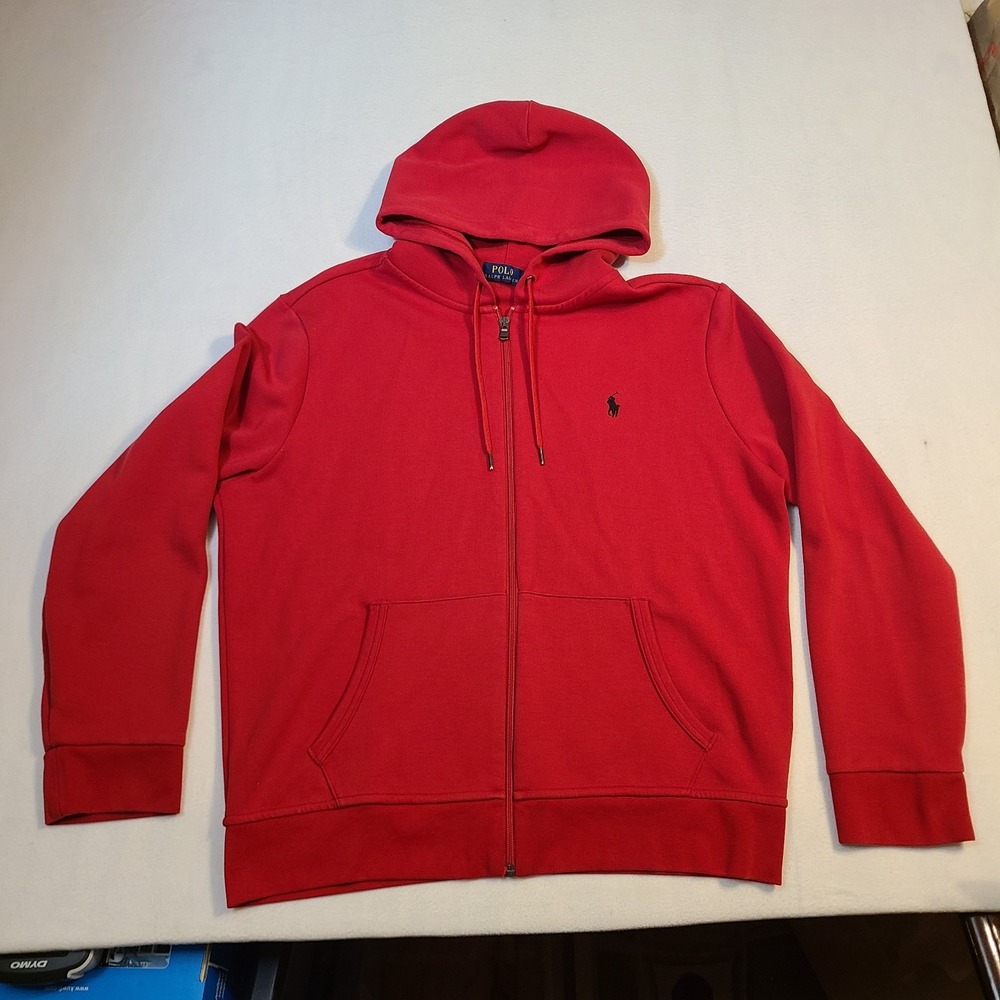 Polo Ralph Lauren Full Zip Big & Tall Hooded Hoodie Sweatshirt with Pony - Red